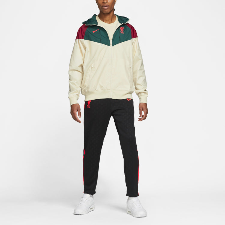 Nike Liverpool Pattern Colorblock Printing Loose Soccer/Football Zipper Hooded Jacket Beige Creamy DB2956-238