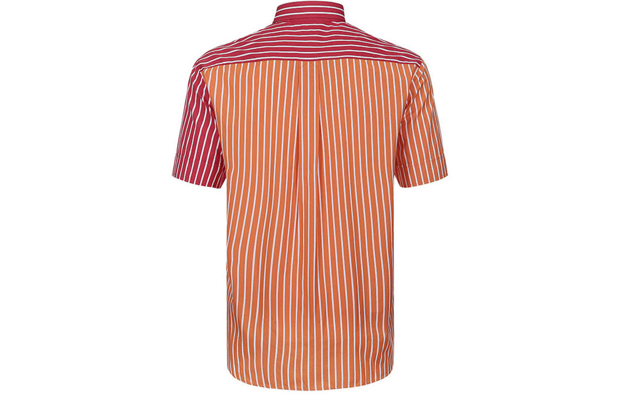 Men's KENZO Stripe Short Sleeve Shirt Red Orange White F955CH5261GJ-21