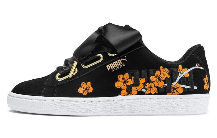 (WMNS) PUMA Suede Heart Floral 'Black Orange' 370807-01