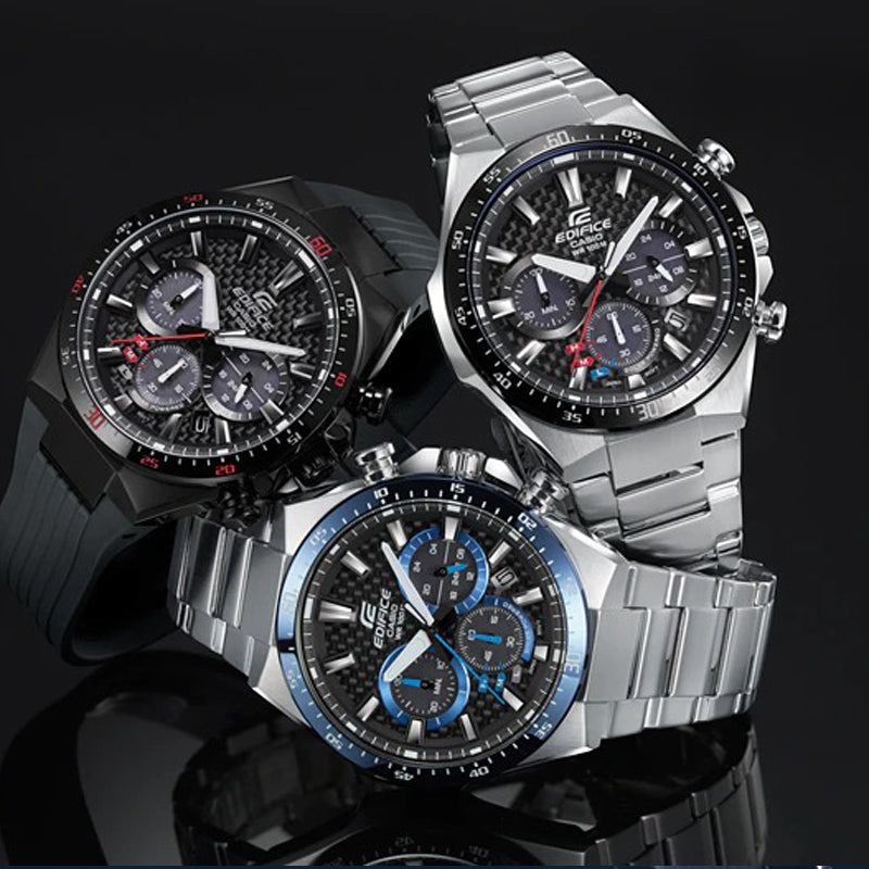 CASIO Quartz EDIFICE Stainless Steel Strap Mens Silver Analog EQS-800CDB-1B