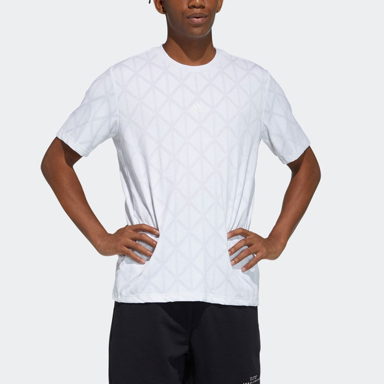 adidas Th Tee Techjaq Logo Printing mesh Short Sleeve White GP1012