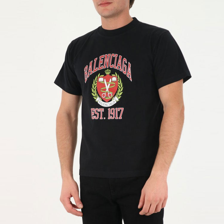 Balenciaga Est.1917 Crest Logo T-Shirt 'Black' 670943TLV891076