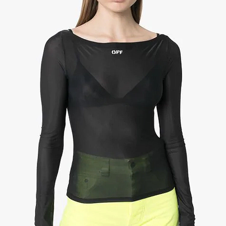 (WMNS) Off-White SS20 Slogan Applique Long-sleeve Shirt Black OWAD105S20FAB0011001