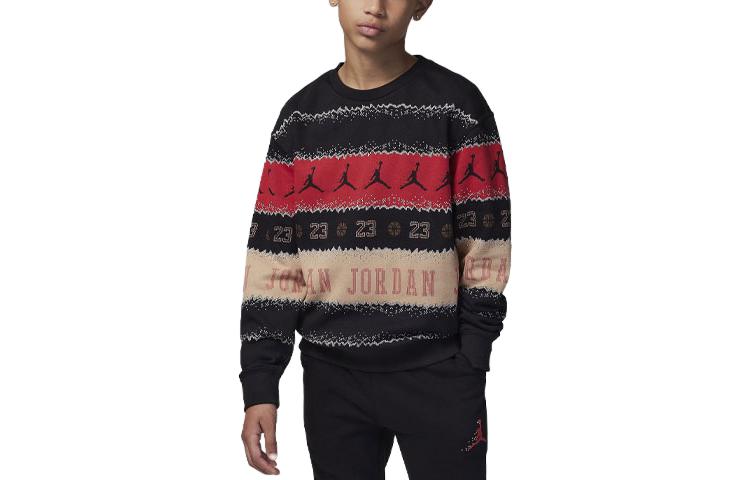(GS) Air Jordan MJ Holiday Fleece Crew 'Black' 95C724-023