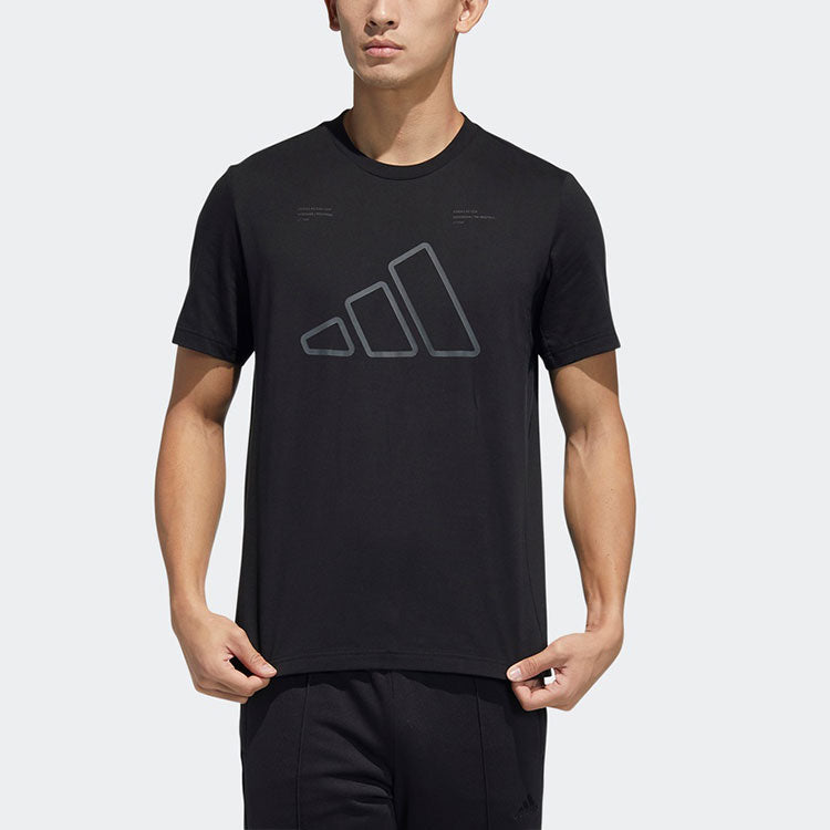 adidas Th Tee Techgfx Logo Printing Sports Training Short Sleeve Black GP0983