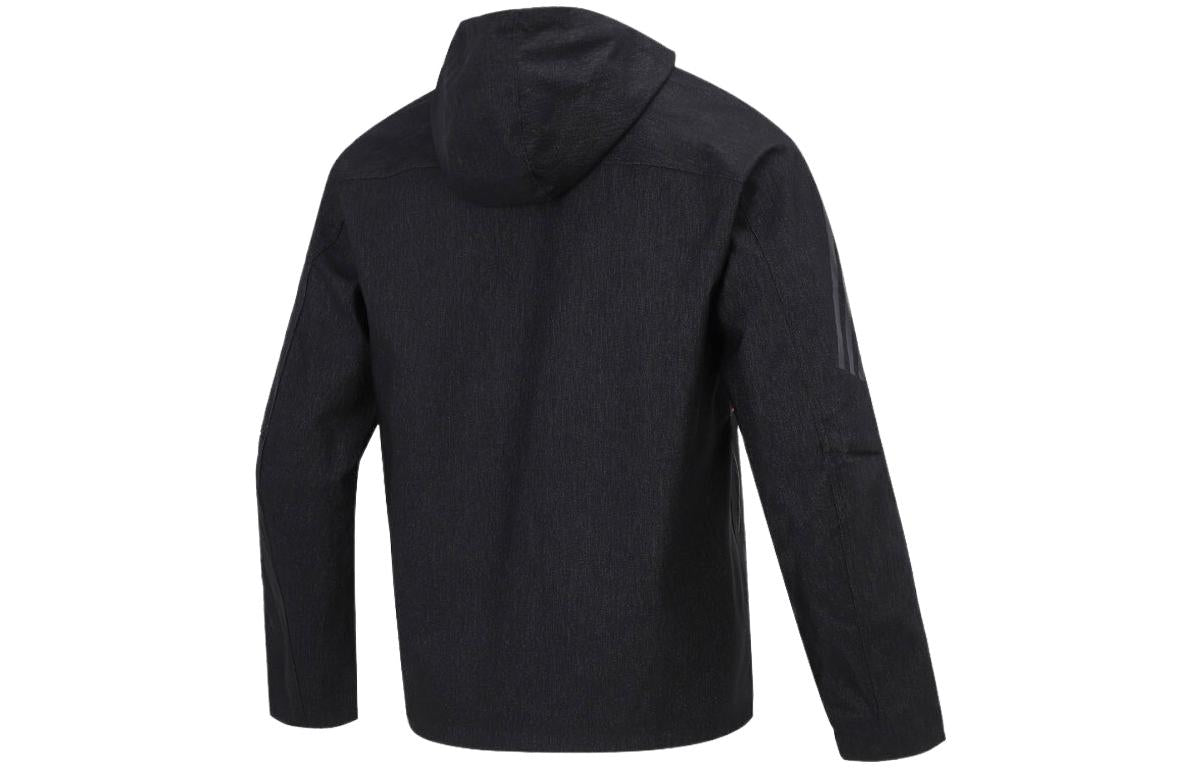 Men's adidas Th Dnm Wvjk Logo Printing Sports Hooded Jacket Black HE9904