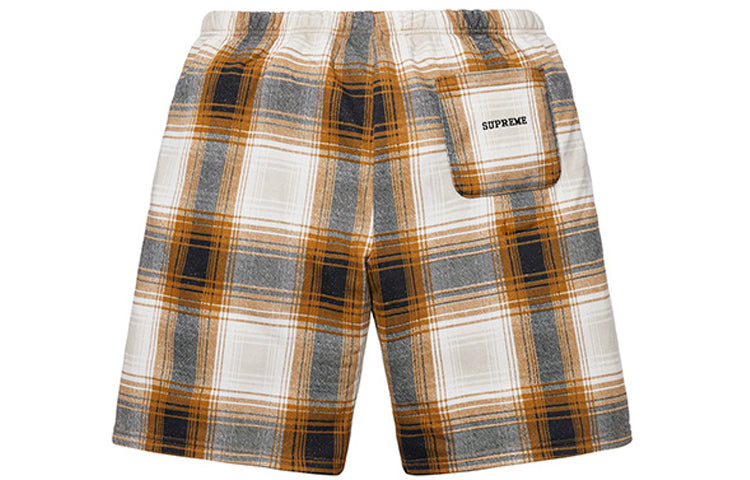 Supreme FW18 Nike Plaid Sweatshort Mustard SUP-FW18-538
