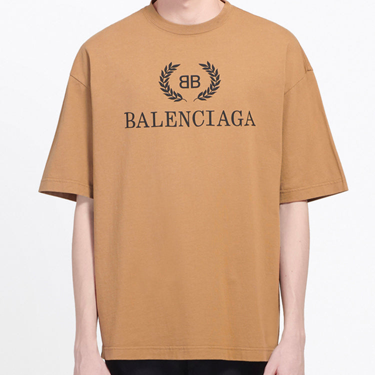 Balenciaga BB Pattern Printing Short Sleeve Unisex Khaki 578139TEV529610
