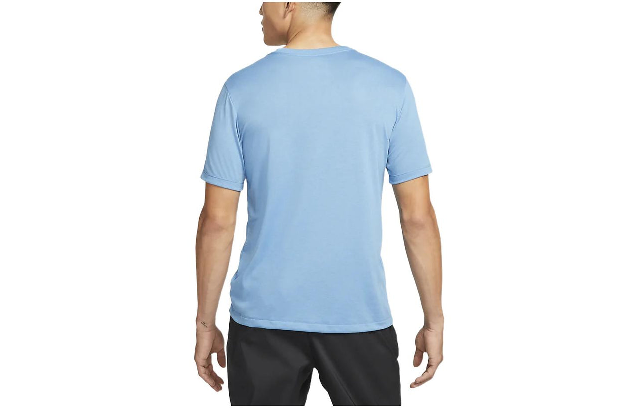 Men's Nike Dri-FIT Alphabet Pattern Printing Quick Dry Trail Running Sports Short Sleeve Blue T-Shirt DM5424-469
