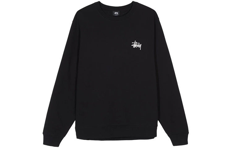 Men's Stussy Basic Back Large logo Round Neck Black 1914464BLAC