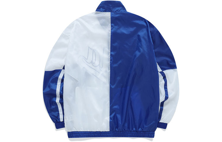 Men's FILA FUSION Thin and light Loose Contrasting Colors Stand Collar Jacket Blue T11M122703F-BU