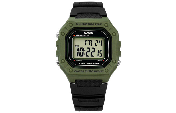 CASIO G Shock Waterproof Mens Black/Green Digital W-218H-3A