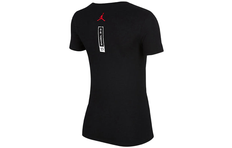 (WMNS) Air Jordan Alphabet Pattern Casual Sports Short Sleeve Black BV7484-010