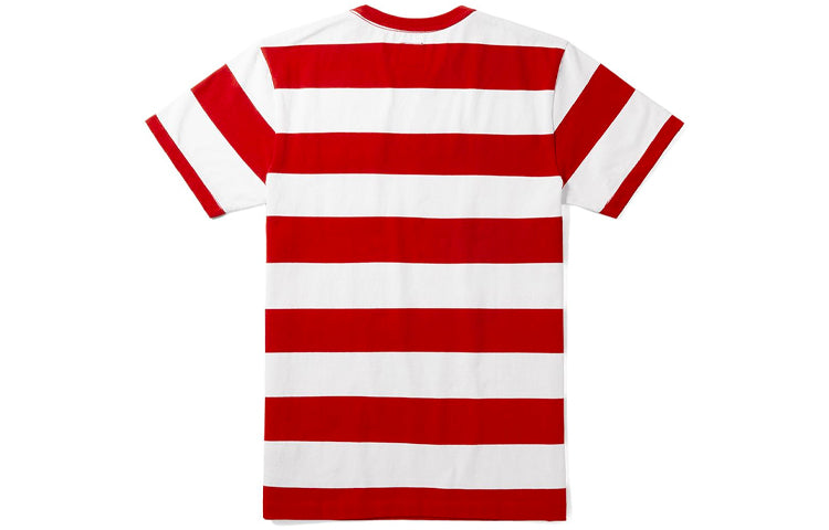 Men's Vans Colorblock Stripe Casual Short Sleeve Red VN0A3WBFKSF