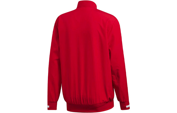 adidas Solid Color Zipper Sports Jacket Red DX7344