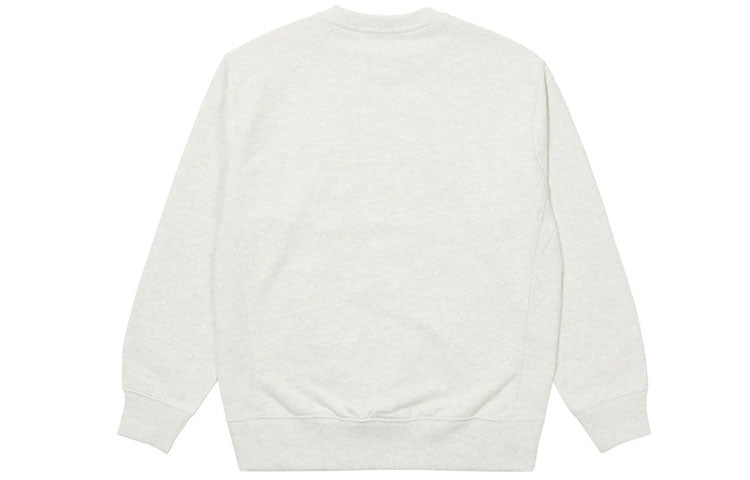 PALACE Unisex Healthily Crew Light Grey Marl Logo Round-Neck Long Sleeve Sweatshirt White P20CS150