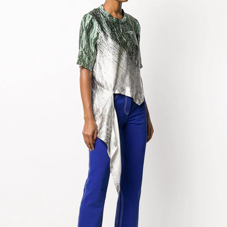(WMNS) Off-White SS20 Asymmetric-Hem Abstract Print OWAD116S20FAB0010810