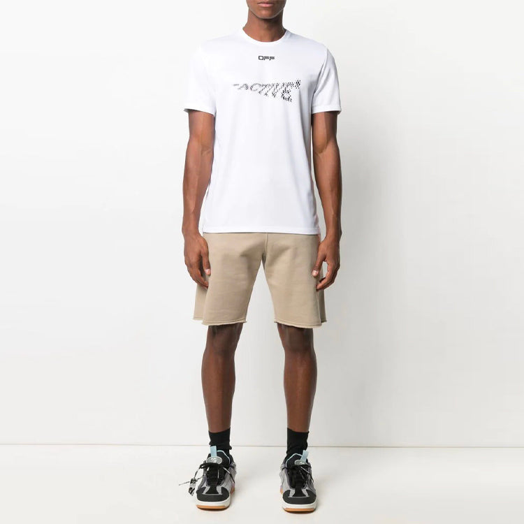 Off-White Pattern Printing Short Sleeve Slim Fit Version White OMVA017V21FAB0020110
