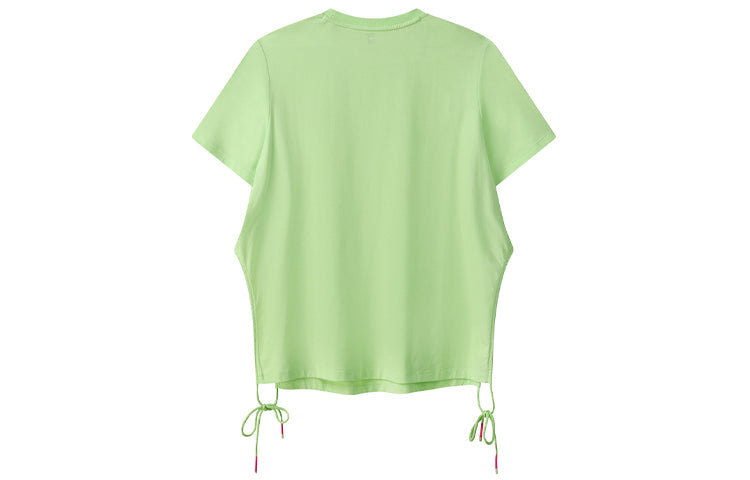 (WMNS) FILA Alphabet Printing Drawstring Loose Sports Short Sleeve Green A11W121126F-LG