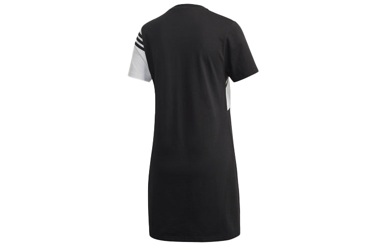 (WMNS) adidas originals Adibreak Colorblock Sports Round Neck Short Sleeve Black Dress GJ6562