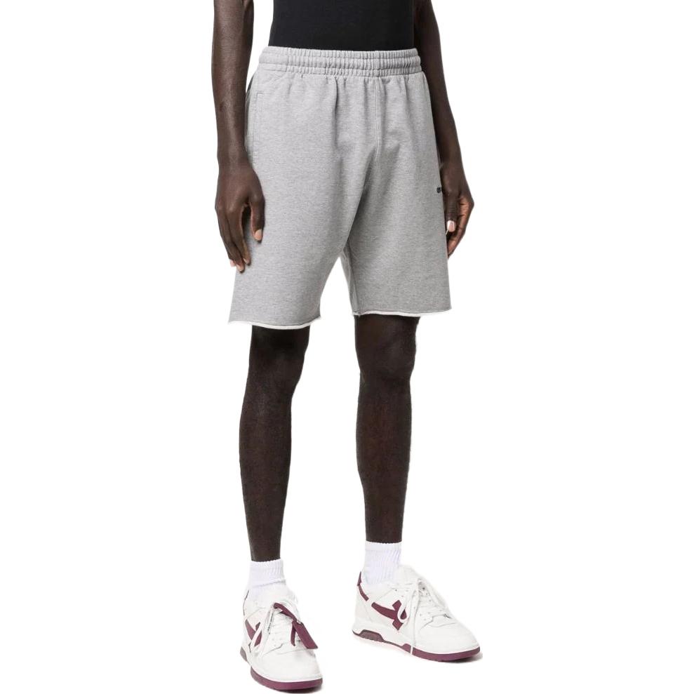Men's Off-White SS22 Solid Color Logo Printing Straight Shorts Version Gray OMCI006C99FLE00208100810