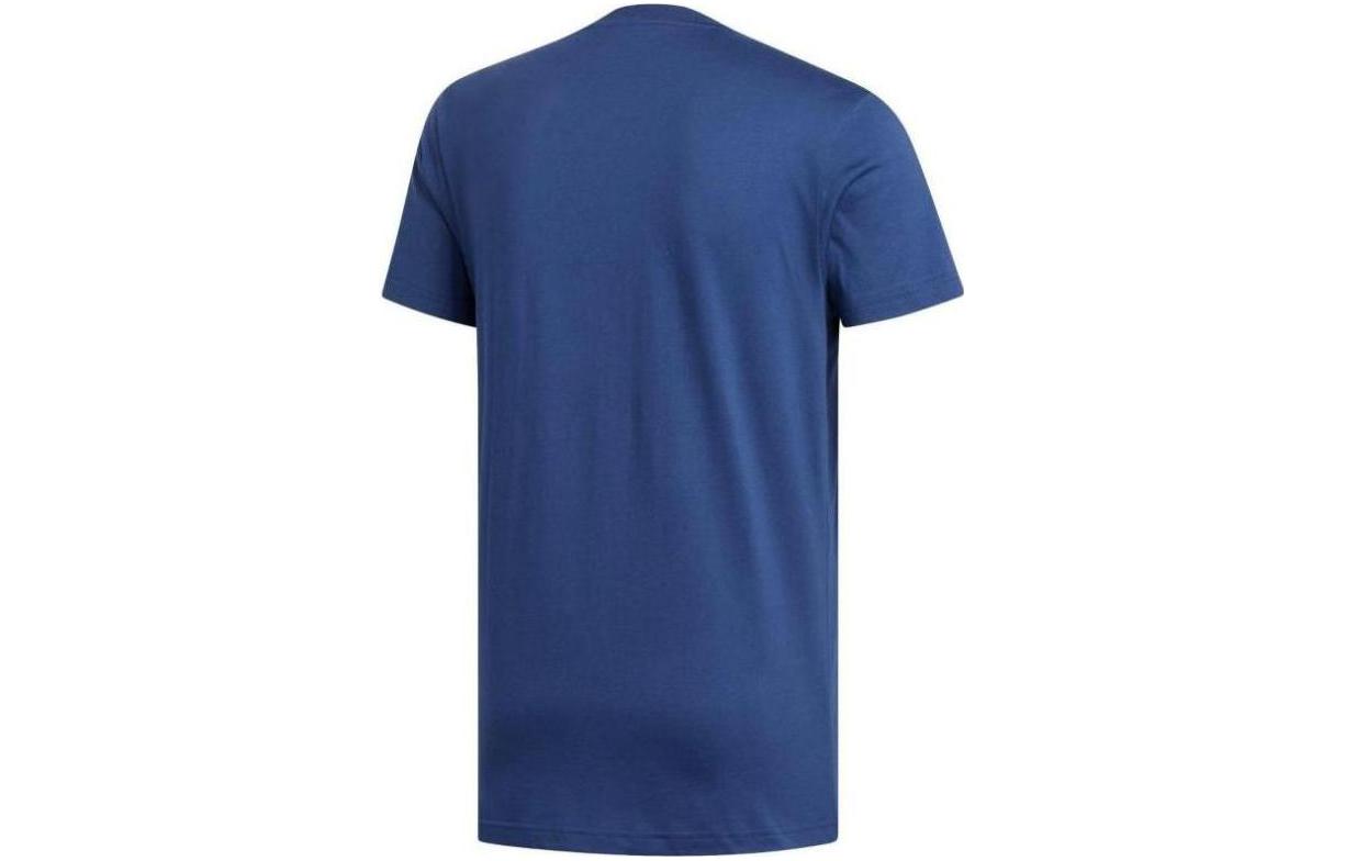 Men's adidas Logo Pattern Printing Round Neck Short Sleeve Blue T-Shirt FM4977