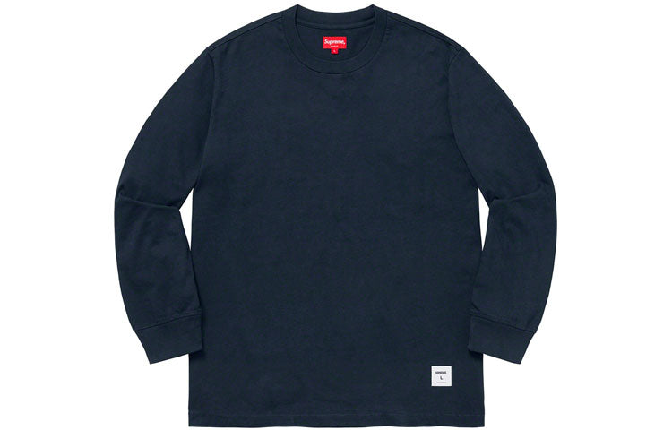Supreme FW19 Week 1 Trademark L/S Top Round Neck Unisex Navy Blue SUP-FW19-079