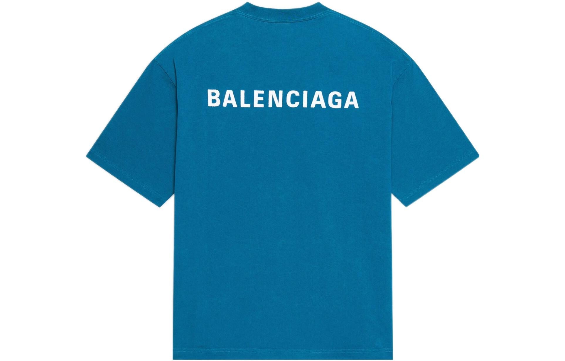 Balenciaga Logo T-Shirt Medium Fit 'Blue' 612966TLVB99567