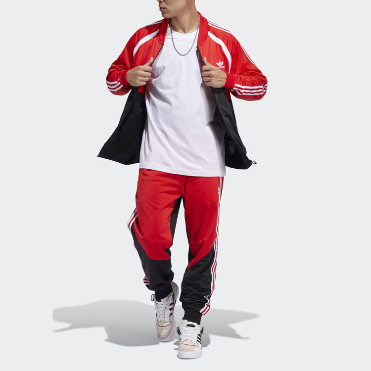 adidas Contrasting Colors Stripe Sports Jacket Red/Black HC2076