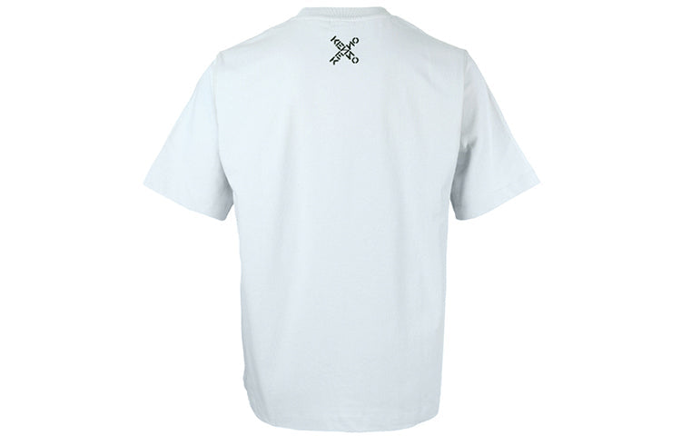 Men's KENZO SS21 Logo Printing Pattern Round Neck Short Sleeve Gray T-Shirt 5TS0594SK-93