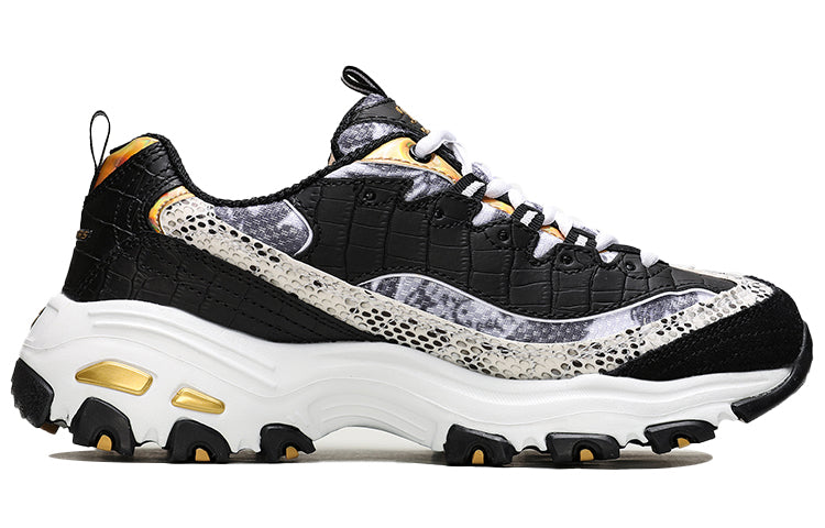(WMNS) Skechers D'Lites-Runway Ready Low-Top Daddy Shoes Black/White 11918-BWGD