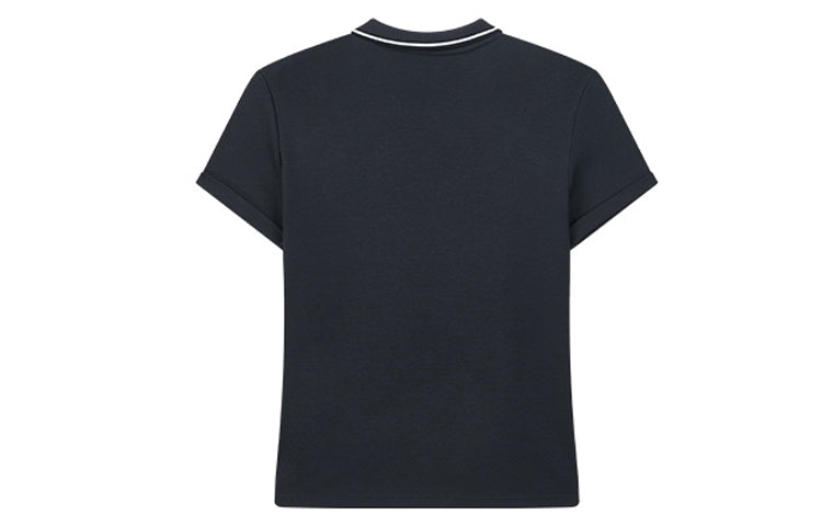 (WMNS) FILA Embroidered Logo V neck Short Sleeve Polo Shirt Navy Blue F61W028104F-NV