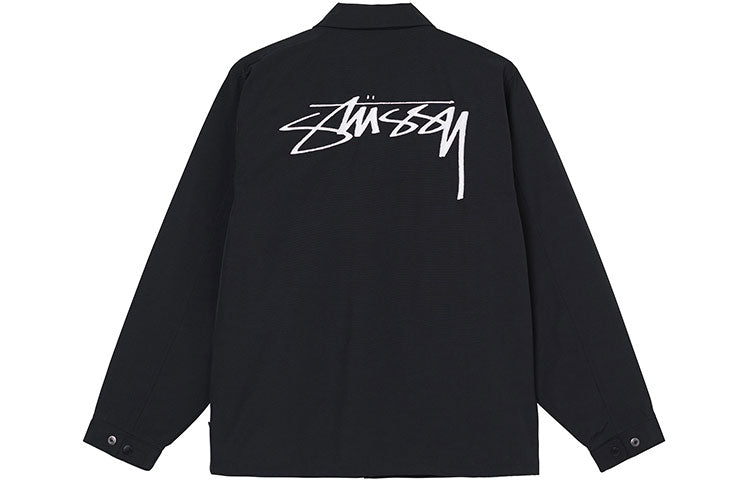 Stussy Smooth Stock Coach Jacket Logo Solid Color Unisex Black 115594