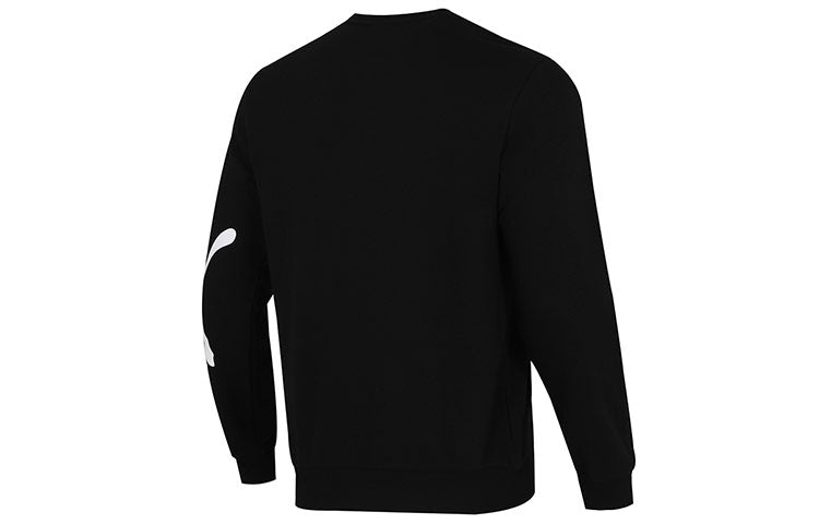 PUMA Basic Logo Crew Logo Printing Sports Round Neck Pullover Black 534623-01