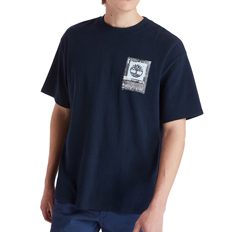 Men's Timberland Printing Logo Round Neck Blue A2CN8433