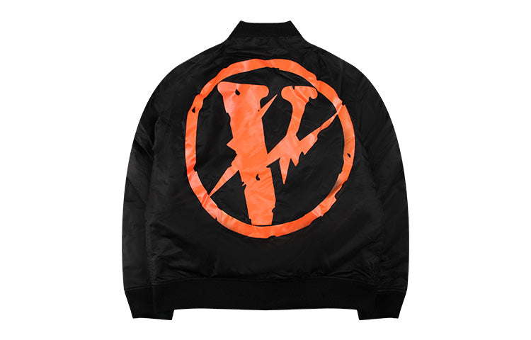 VLONE x Fragment Design Crossover Back Large V Reversible Padded Jacket 'Black Orange' VLJK21001
