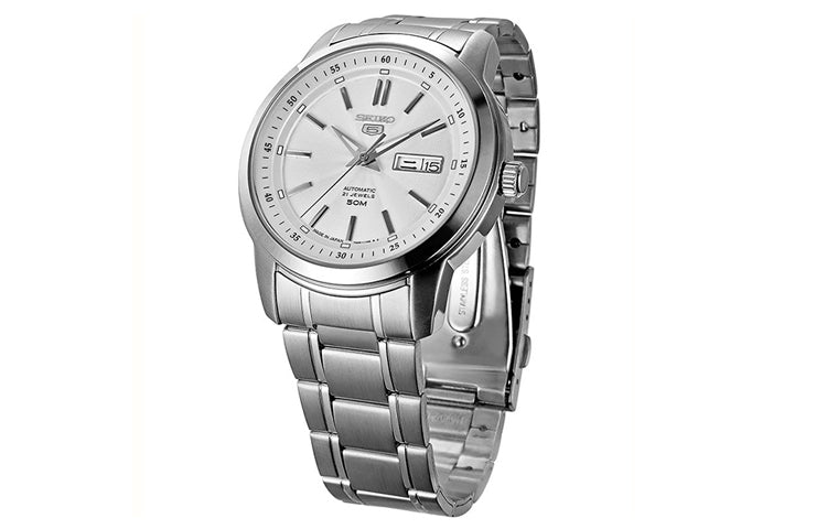 Men's SEIKO Automatic Mechanical Watch waterproof White Steel strip SNKM83J1