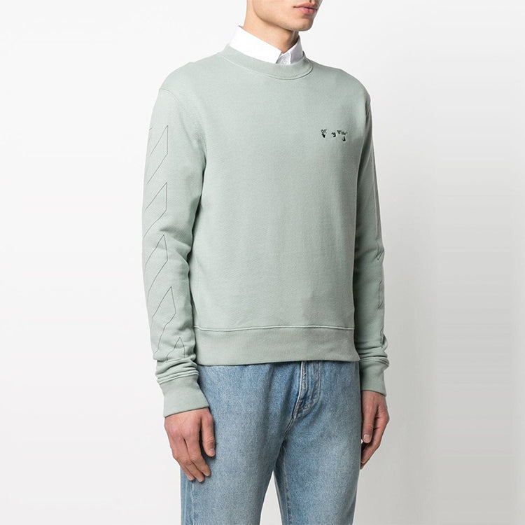 Off-White Logo Crewneck Sweatshirt 'Jadeite/Black' OMBA025R21FLE0025010