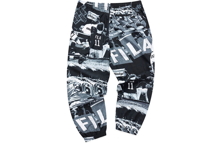 FILA FUSION Full Print Woven Casual Long Pants Black T11M122801F-BK