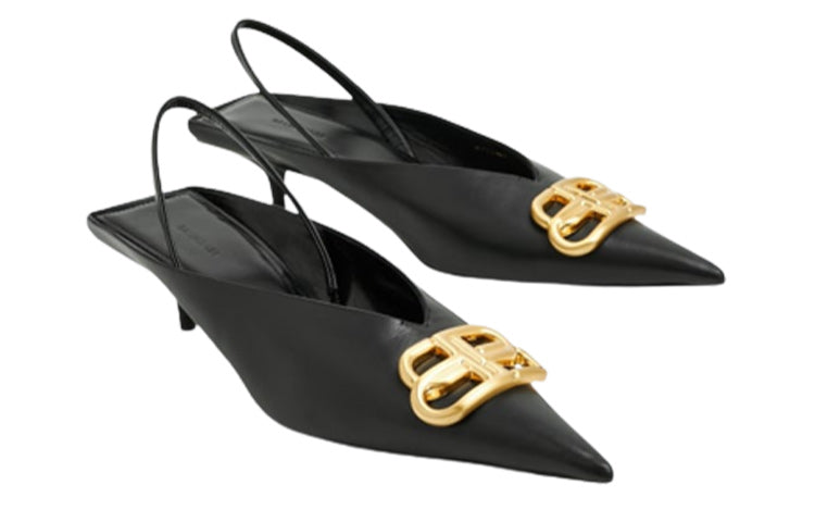 (WMNS) Balenciaga BB Square Knife Slingback pumps 'Black' 691740WAWNC1088