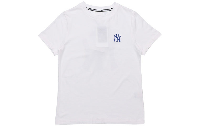 MLB Popcorn Series New York Yankees Basic Small Label Embroidered Sports Round Neck Short Sleeve Unisex White 31TSS3931-50W