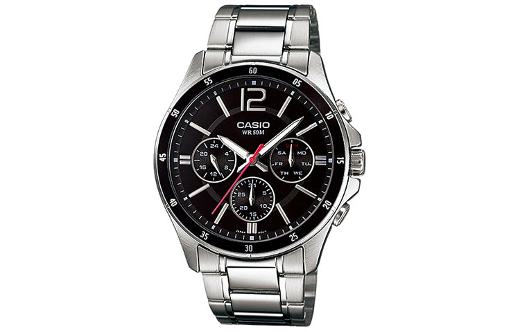 CASIO Quartz Waterproof Mens Black/White Analog MTP-1374D-1A&LTP-2085L-7A