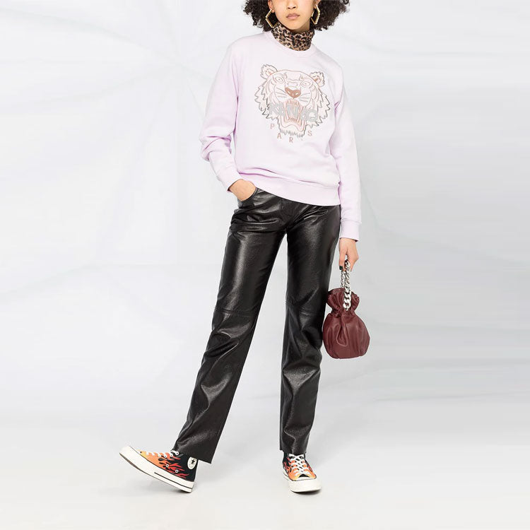 (WMNS) KENZO SS21 Embroidery Logo Round-neck Swea Pink FB52SW8244XA-34