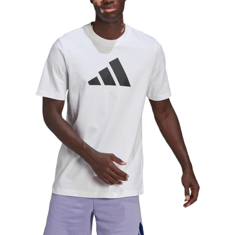 Men's adidas Large Logo Printing Casual Round Neck Pullover Short Sleeve Japanese Version White T-Shirt HC3476