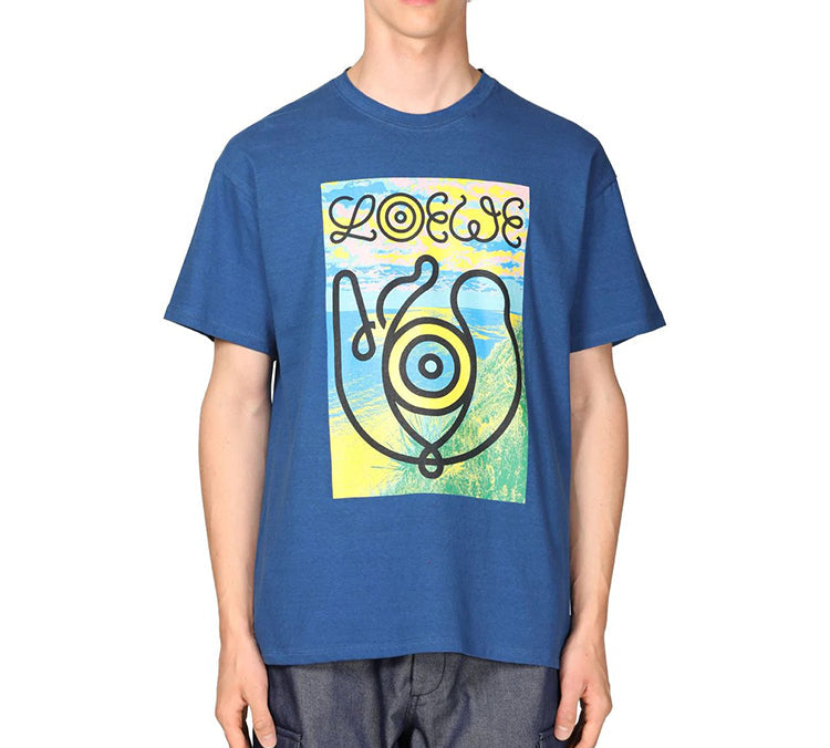Men's LOEWE Eye Printing Short Sleeve Blue H6109822PC-5130