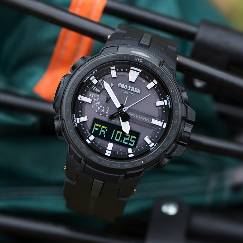 CASIO Waterproof Sports Shockproof Solar Powered Quartz Mens Black Analog PRW-6100Y-1BPRD