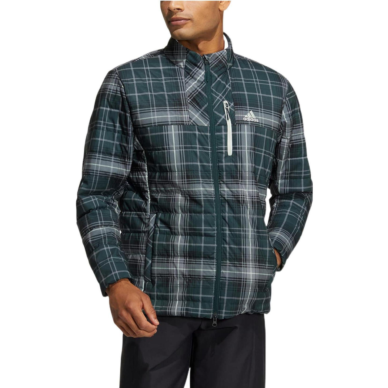 adidas Tartan Check Padded Jacket Asia Sizing 'Green Teal' HG8218