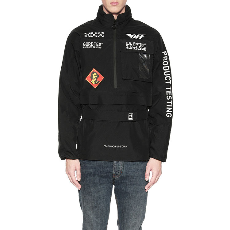 Off-White Half Zipper Pullover Long Sleeves Stand Collar Logo Jacket Version Black OFWJK62O001MBBKA