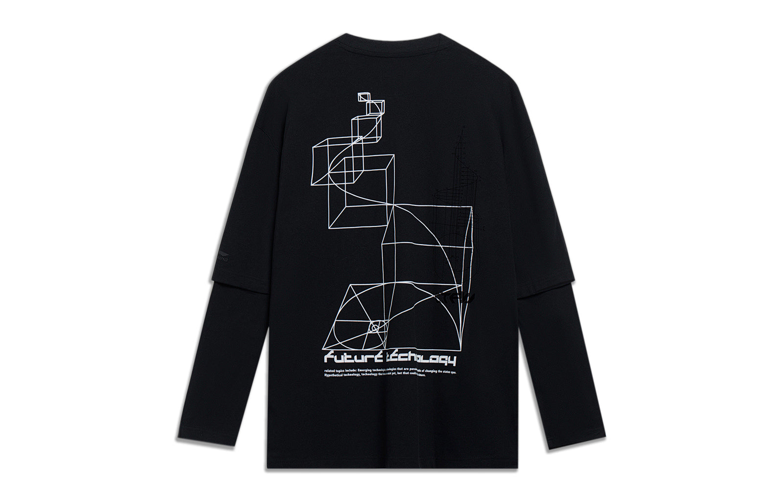 Li-Ning Counterflow Graphic Faux Two-Piece T-shirt 'Black' AHST581-4
