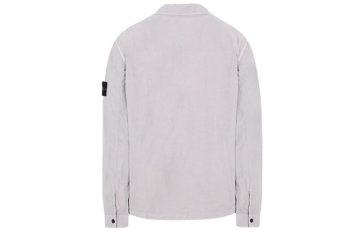 Men's STONE ISLAND Logo Solid Color Cargo Nylon Jacket Gray 721511102-V0064